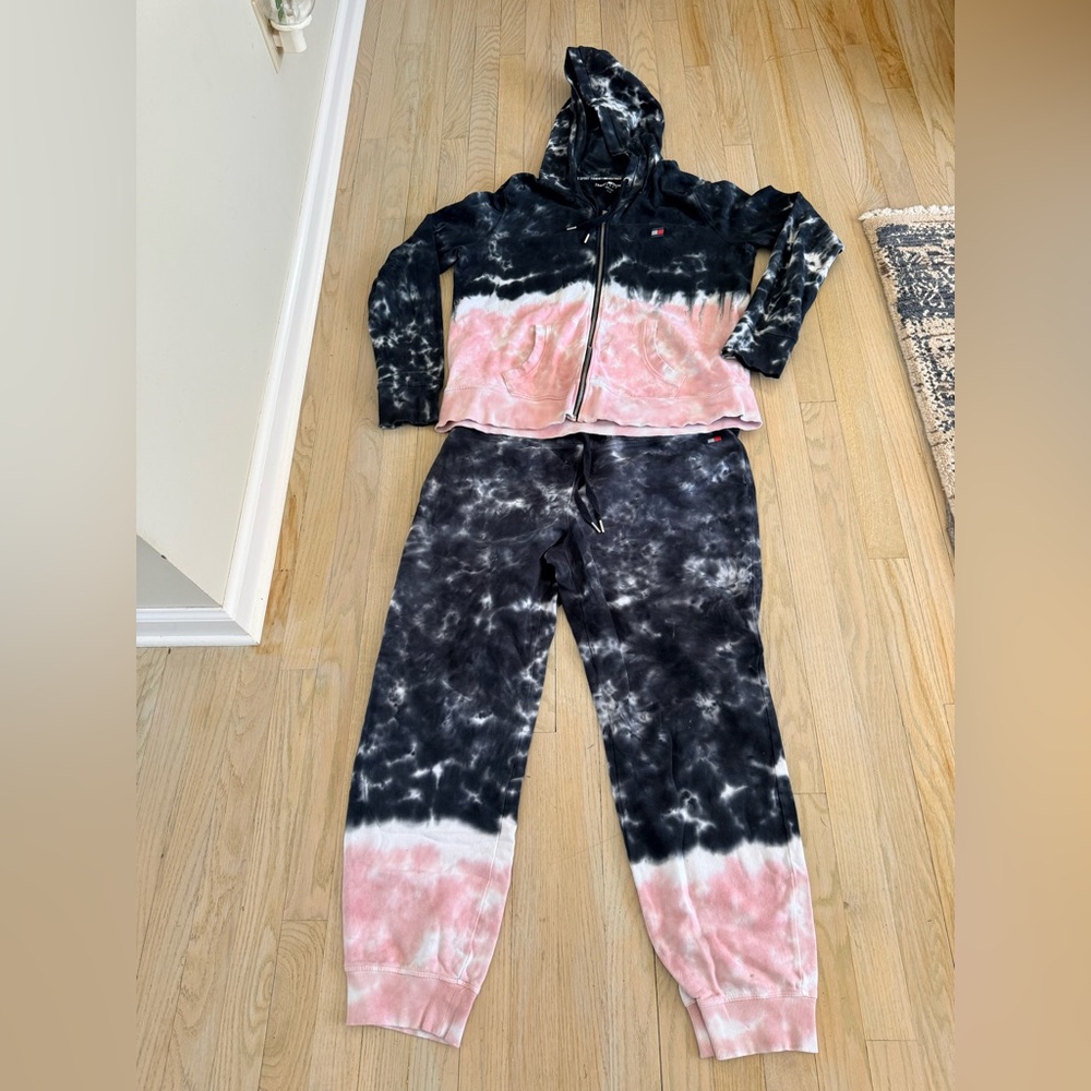 Tommy Hilfiger Sport Tye Die Hoodie & Sweatpants Black and Pink